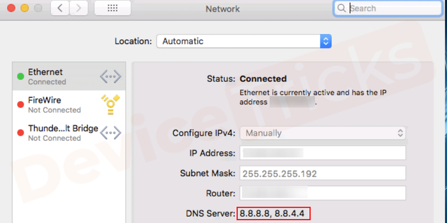 If you want to add a new Google IP address then type 8.8.8.8 and 8.8.4.4.