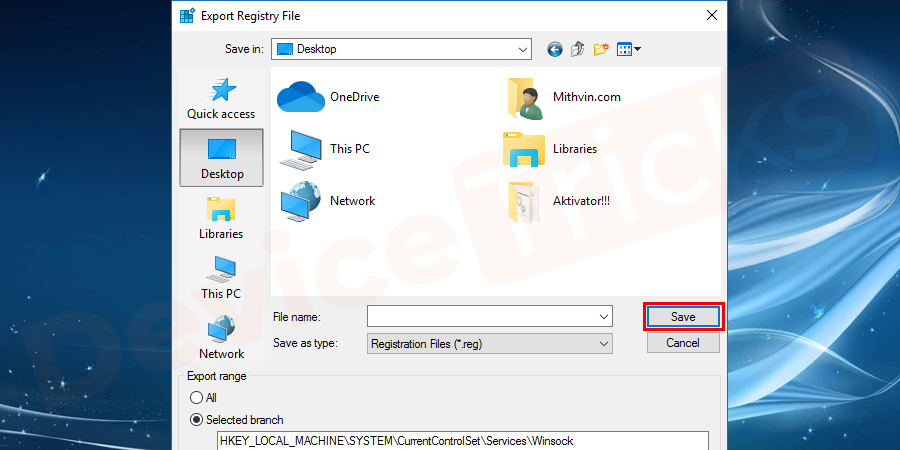 And then save the registry Winsock keys to a clean flash drive.