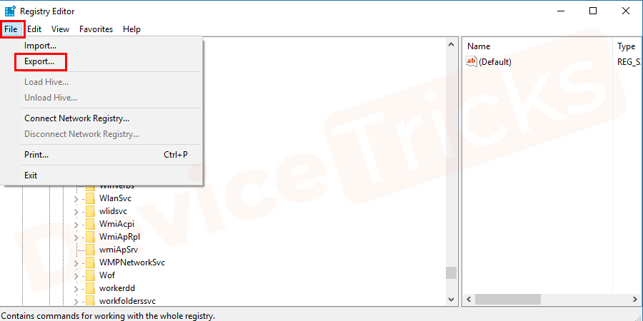 Now click on Export option after clicking on the File tab in the menu.