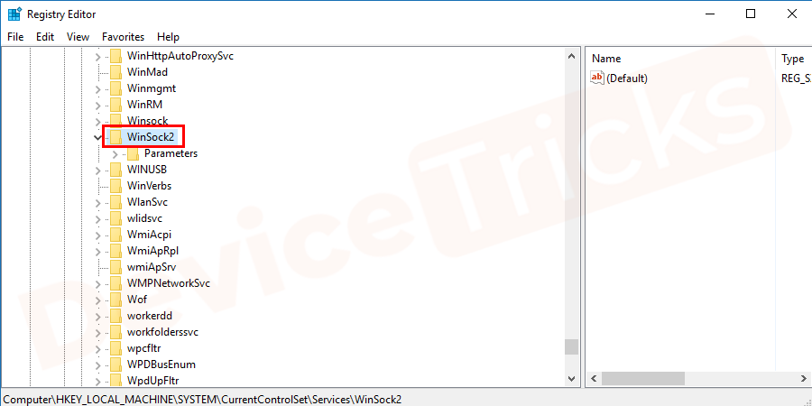 HKEY_LOCAL_MACHINE/System/CurrentControlSet/Services/Winsock2