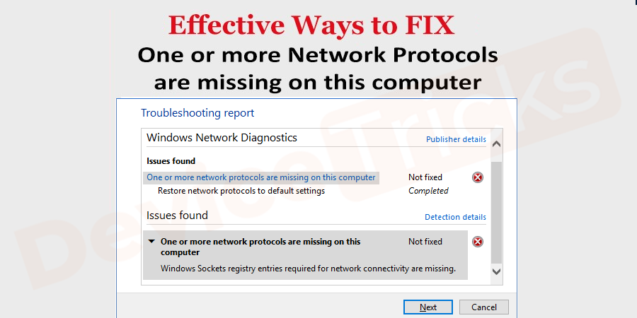 How to fix missing network protocols Windows 10 error?