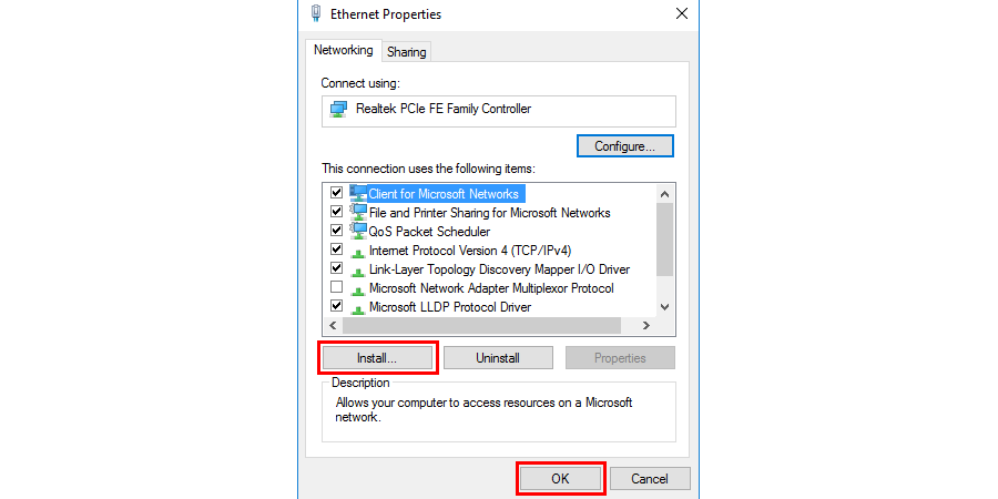 Reset TCP/IP to fix error code 0x80070035