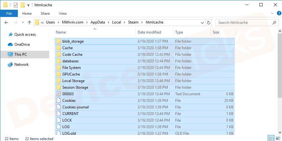 Now select all the files and then press the ‘Shift and Delete’ keys together to permanently delete these files.