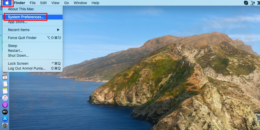 Go to the Apple menu. Select System Preferences.