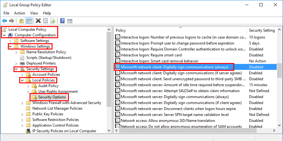 Use gpedit.msc to fix 0x80070035 error