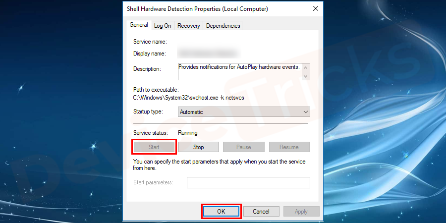 Now select ‘NVIDIA Network Service, right-click on it and then check the status, if it shows ‘stopped’, then click on the ‘Start’ button to turn the status to ‘Started’.