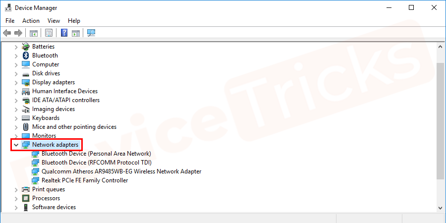 Soon, a Device Manager page will be appeared, move to the ‘Network Adapter’ section and then double click on it to get the list of drivers.