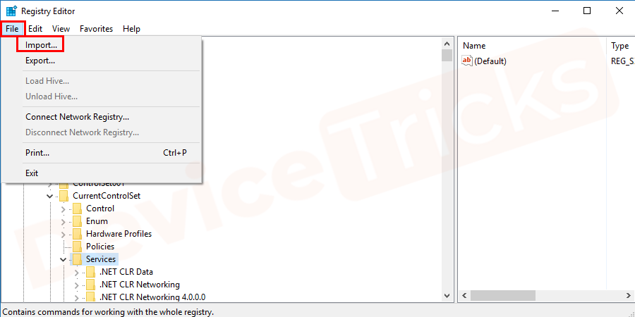 After reaching the destination point’ you need to click on the ‘File’ tab located at the top of the page and then select the 'Import’ option from the drop-down list.