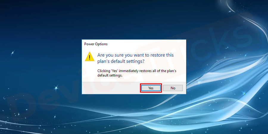 Click OK to confirm.