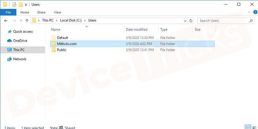 Select your username from the featured list.