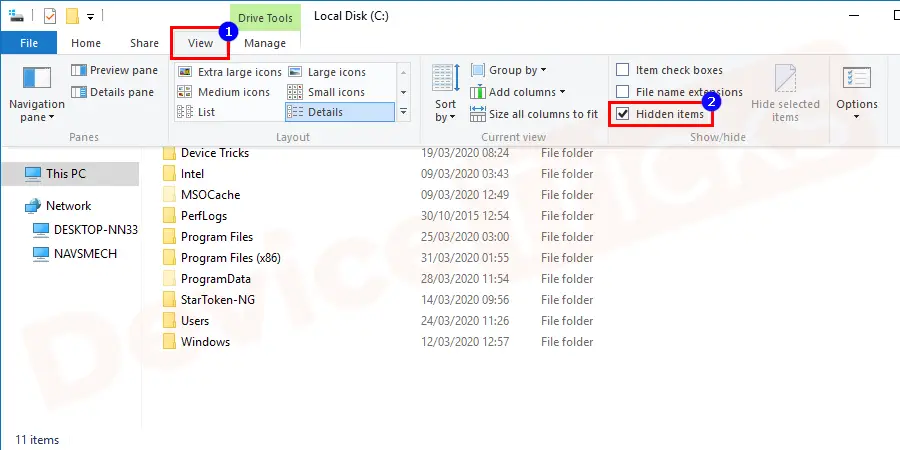 However, if you didn’t get such file, then make sure to enable the ‘show hidden files and folders’.