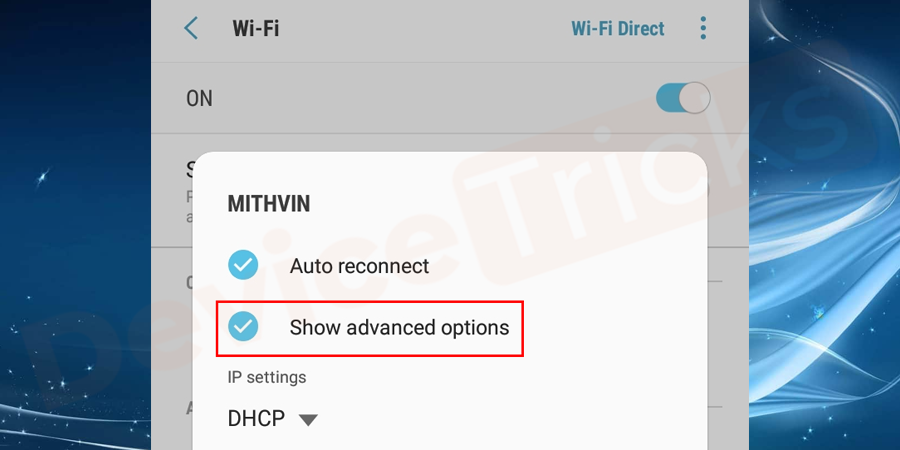 Choose the Advanced Options by checking the Show advanced options box.