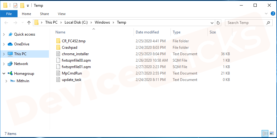 Soon, a new window will open which will show the list of temporary files. Select all the files and then press the ‘Shift+Delete’ buttons together.