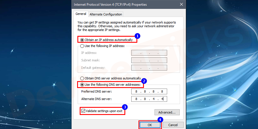Make sure to click on the checkbox ‘Validate settings upon exit’ and then hit the OK