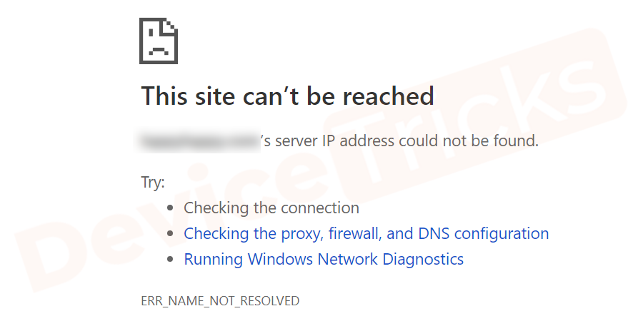 What does "Server DNS address could not be found" mean?