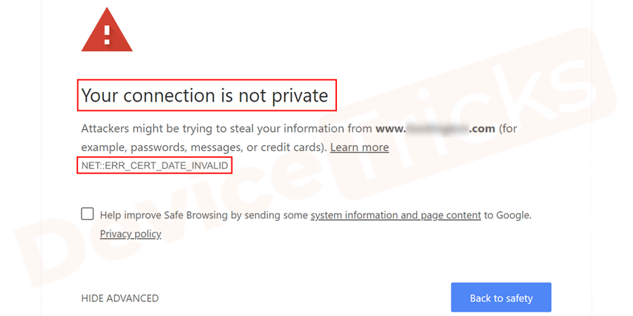 What does "your connection is not private" mean?