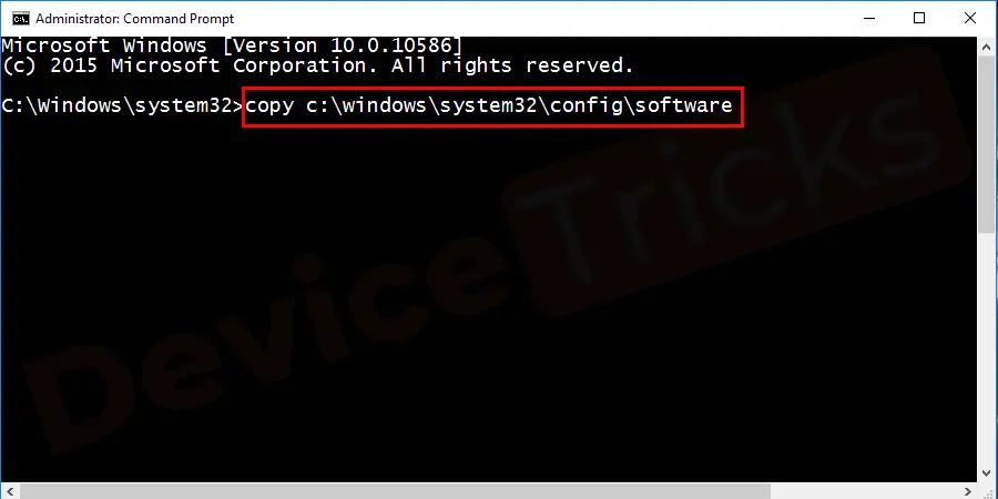 copy c:\windows\system32\config\software c:\windows\tmp\software.bak