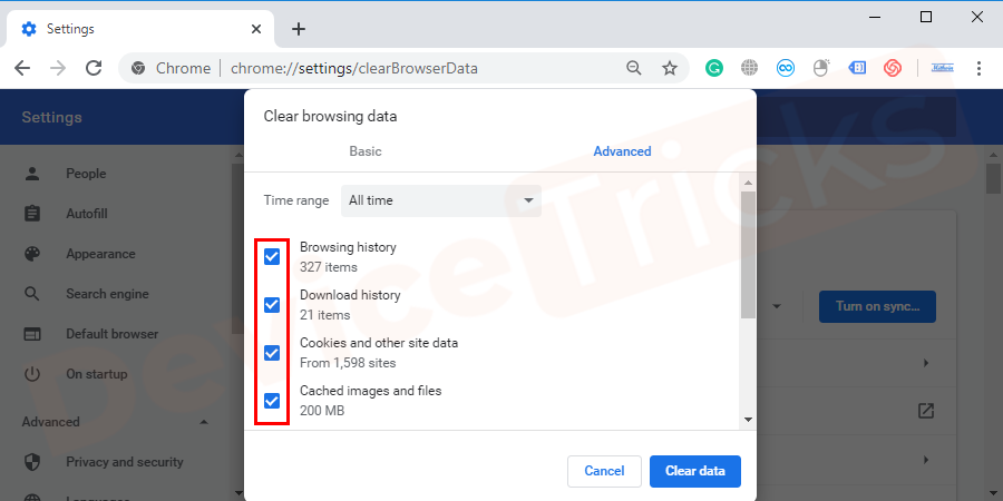 select all the folders listed in the pop-up window by clicking on them