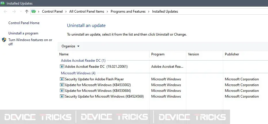 Uninstall Windows Update to Fix Cortana Not Working in Windows 10
