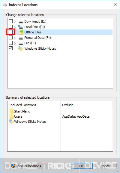 Rebuilt Search Index to fix Cortana not working issue