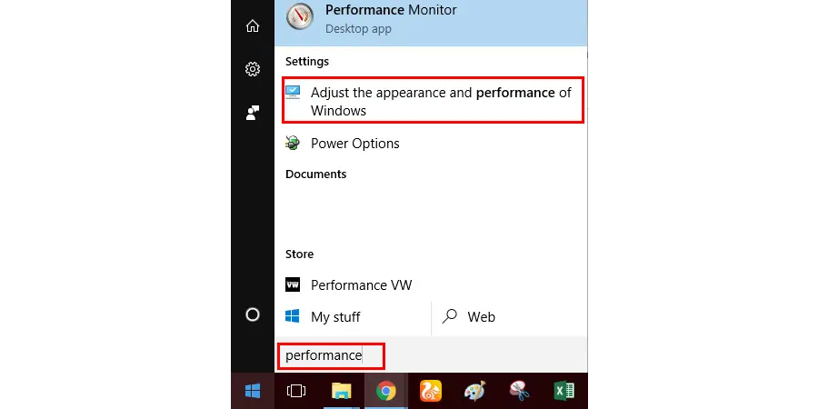 Adjust the appearance and performance of Windows