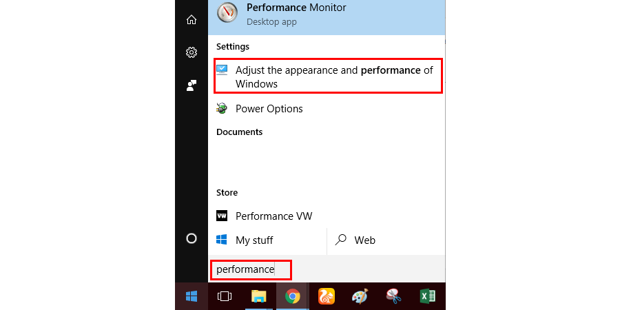 Adjust the appearance and performance of Windows