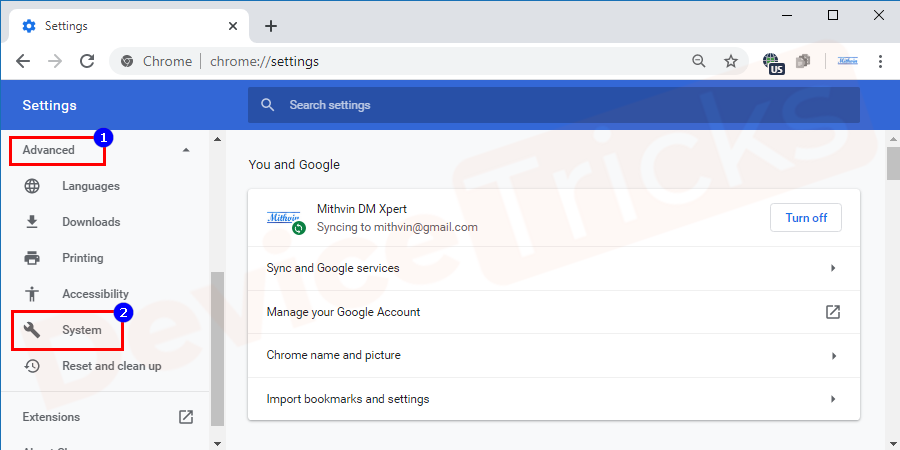 And then click on advanced link and select System to see more options.