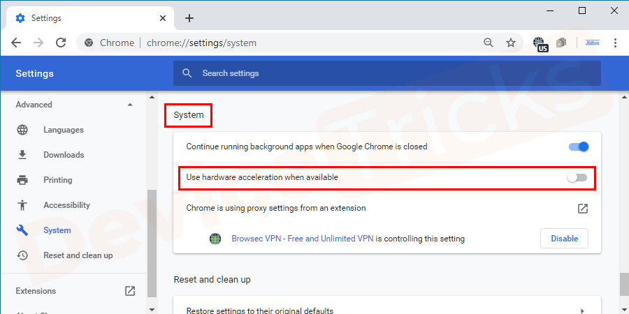 Here, you will have to disable "Use Hardware Acceleration When Required" by switching the radio button.