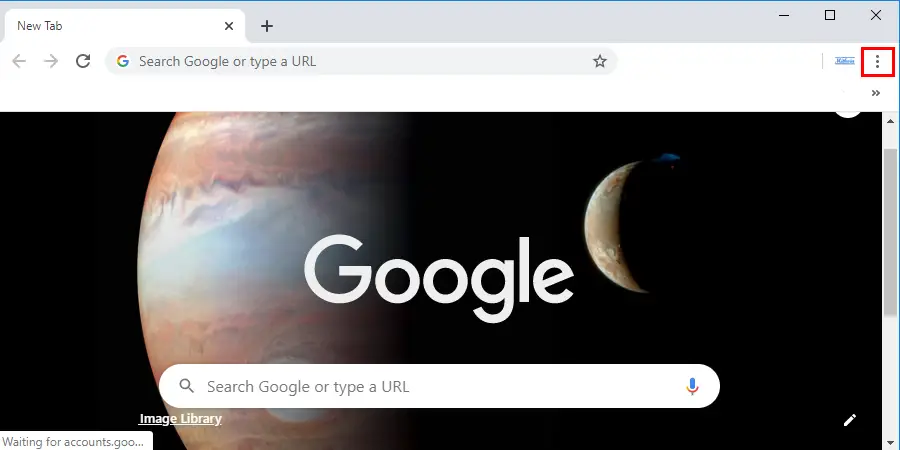 Open Google Chrome and click on the ‘More’ icon located at the upper right corner of the page which is symbolized with three vertical dots.
