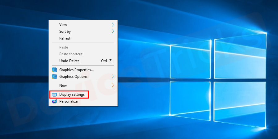 Now, select Display Settings from the drop-down menu.