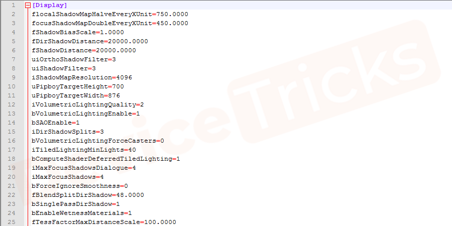 Find the following lines in the opened file and modify their values which are mentioned below: