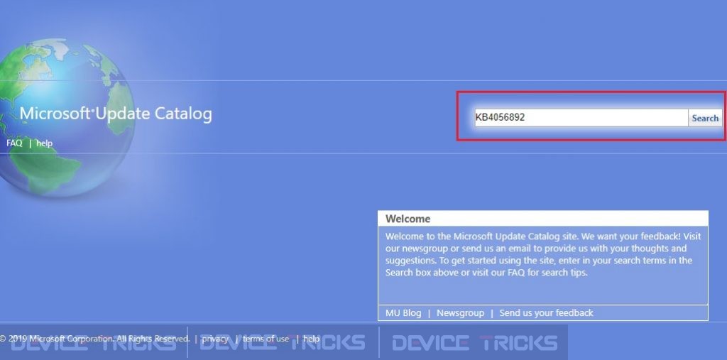 type the update code, i.e. (KB4056892) microsoft updated catalog