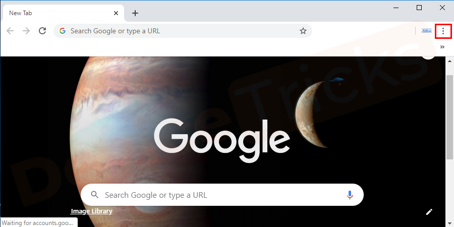 Open the Google Chrome browser. Go to the settings by clicking on the three dots on the top right corner of the screen.