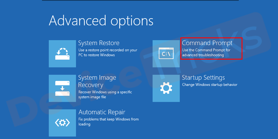 In the next screen, just click the Command prompt.