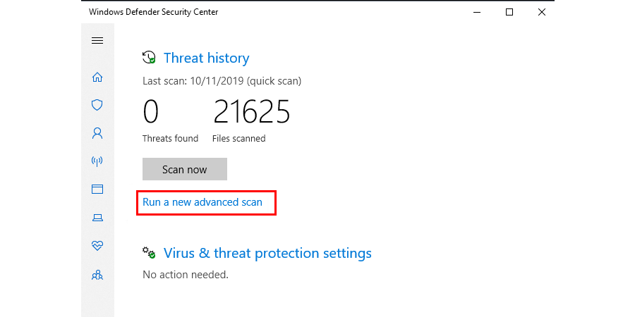 Run a new advanced scan