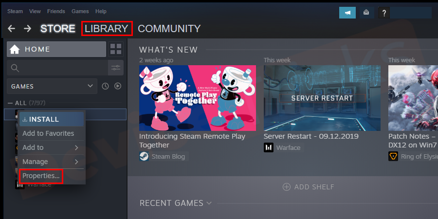 Thereafter, you will find the list of games installed on your computer and here you need to select the one which is having a problem and then right-click on it to choose Properties.