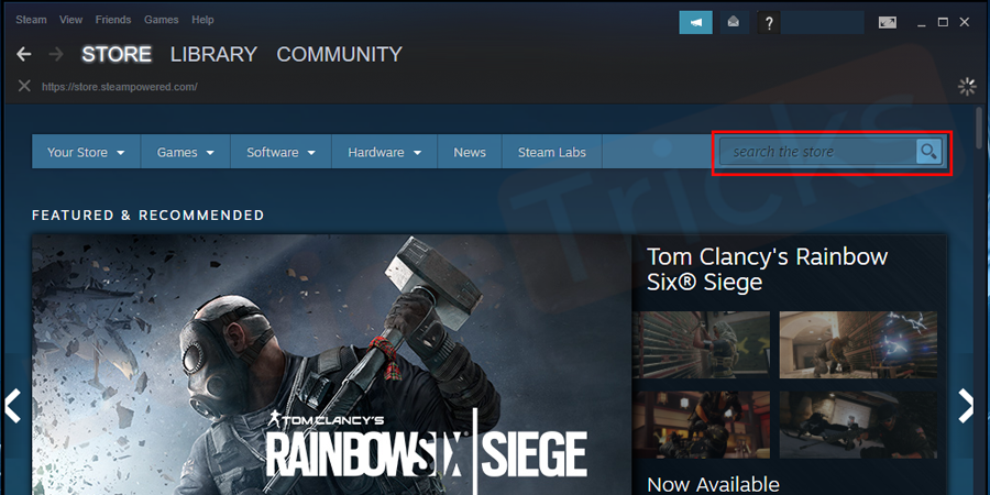 After completing the above task, move to the STORE section that is located at the top of the page and then search for the game which you have uninstalled.