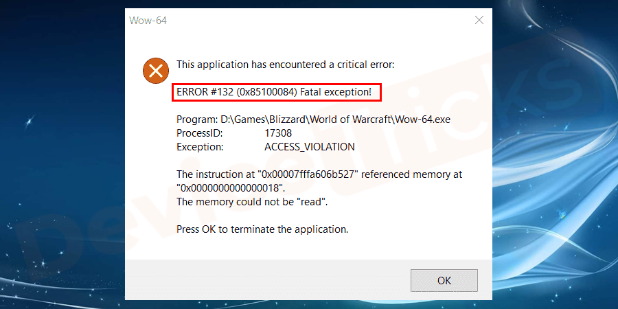 An error has been encountered. Еррор 132 ВОВ. Wow Sirus ошибка 132. Варкрафт ошибка 132. This application has encountered a critical Error Fatal Error Warcraft.