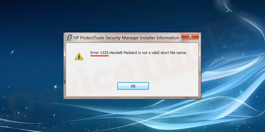 Why HP Client Security Manager Uninstall Error 1325 occurs?
