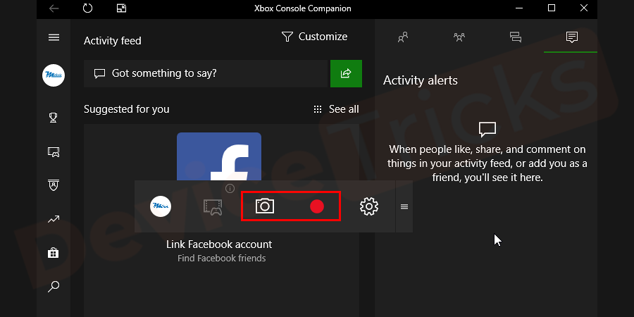 In the newer version, a small capture window opens when you press the capture button on the main game bar. Now hit the record button. (A circular icon in the game bar).