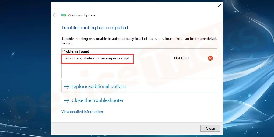 What is “Service registration is missing or corrupt” Error in Windows 10?