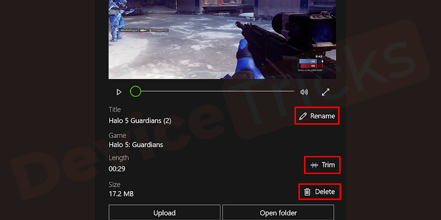 Clicking on any file there, you will find the options to trim, rename, delete or upload directly to social media accounts. 
