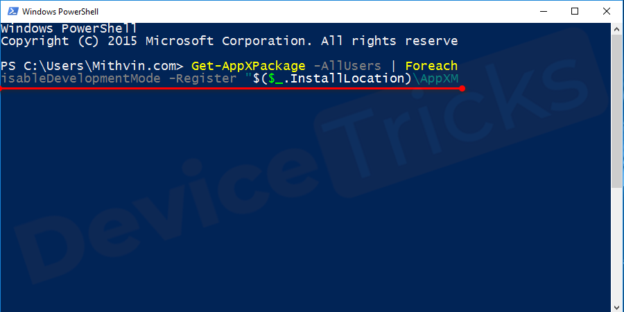 Get-AppXPackage-AllUsers | Foreach{Add-AppxPackage-DisableDevelopmentMode-Register"$($_InstallLocation)\AppXmanifest.xml"}