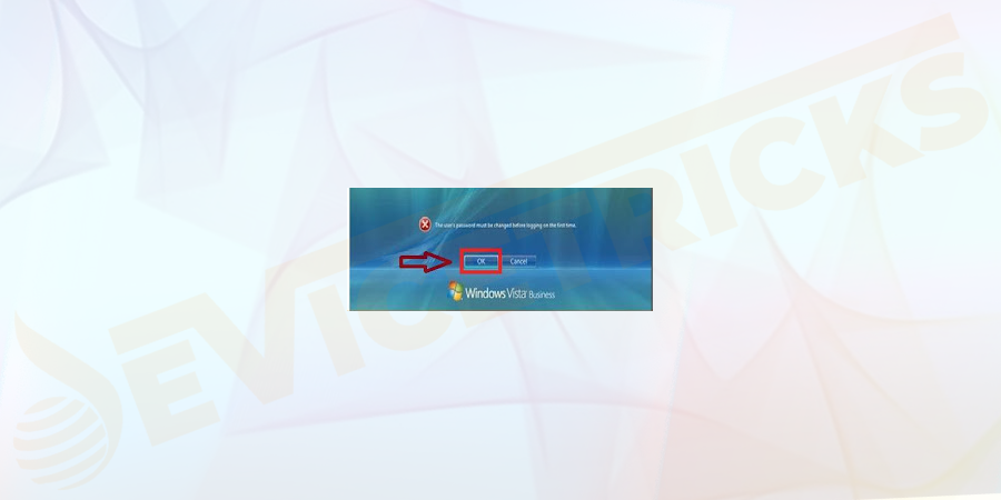 Now, remove the DART CD and restart the machine. On the screen enter the recently changed password then you will find a message as shown in the below image. Click on the ok button.