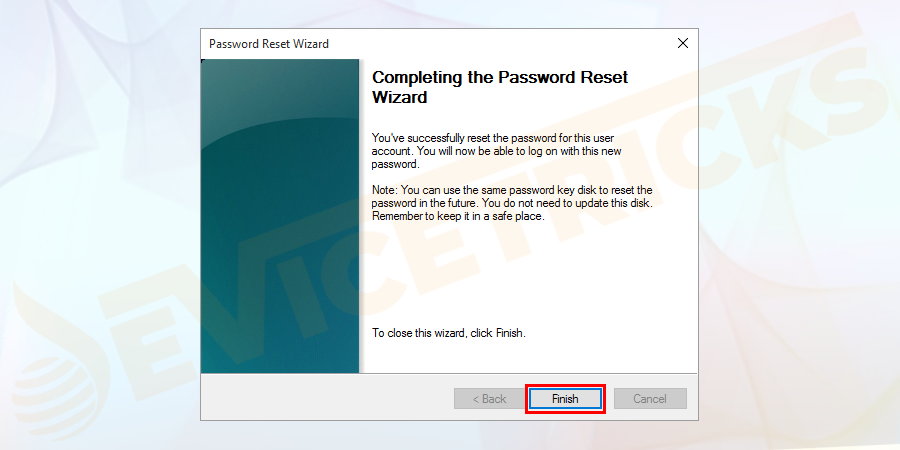 Finally, click on the finish button.