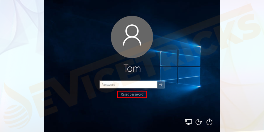 Now, you can see the reset password and click on it which is present in the log–on the screen. You can see the below image for reference.