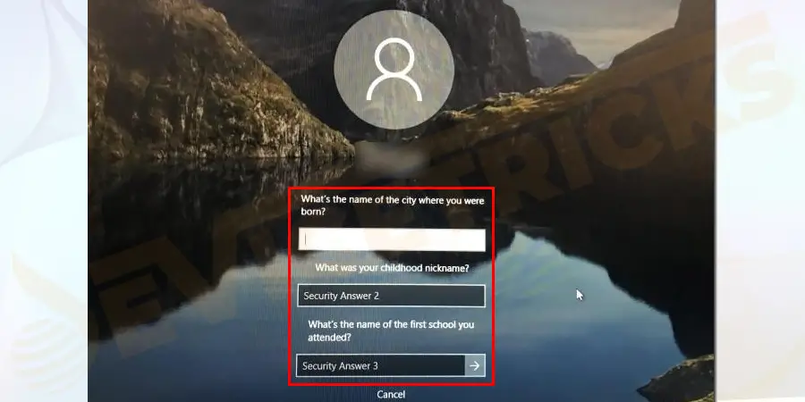 Next, you will redirect into the next screen where security questions are present.