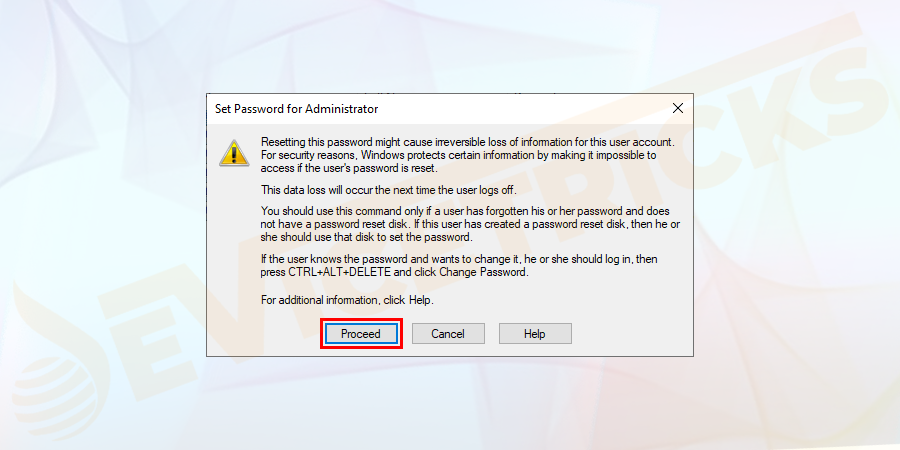 On the next window, click on the proceed button.