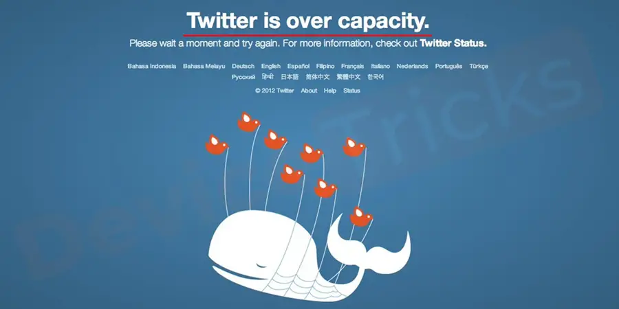 Twitter's "fail whale" error which says "Twitter is over capacity" is a type of 502 Bad Gateway error (however, experts tell it to be a 503 Error).