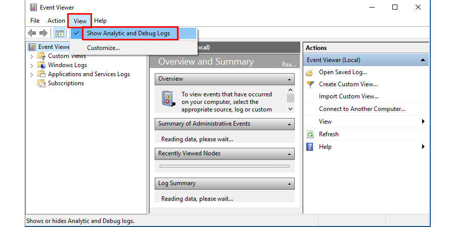 Show Analytic and Debug Logs